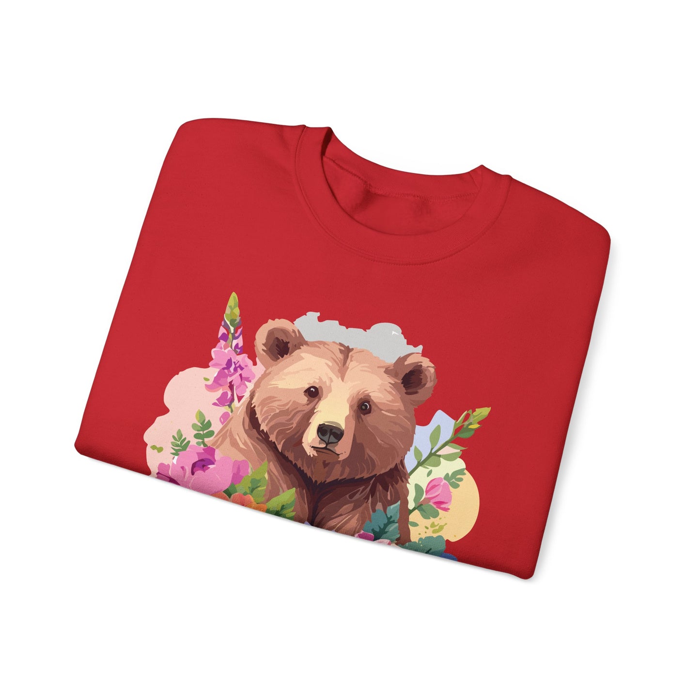 Unisex Floral Bear Sweatshirt, Animals Sweatshirt, Floral Sweatshirt, Art Design Sweatshirt