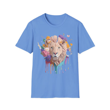 Unisex Lion Shirt Floral Lion Tee Softstyle 64000 Gildan Cotton Tee