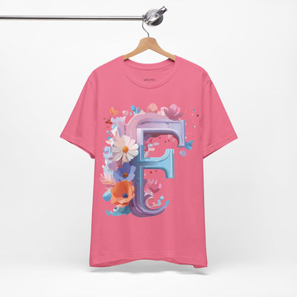 Natural Cotton Tee Shirt - Letters Collection - F Printify