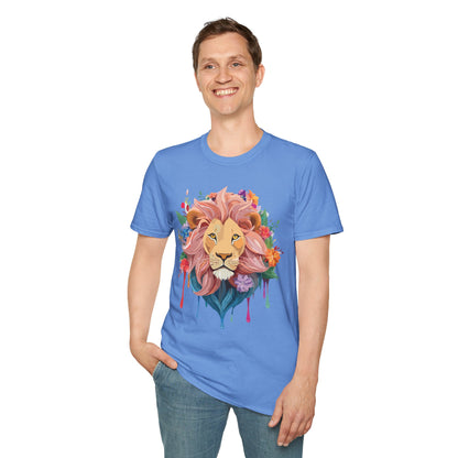 Lion Shirt Unisex Floral Lion Tee Animal Print Softstyle Tee