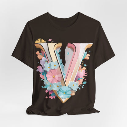 Natural Cotton Tee Shirt - Letters Collection - V Printify