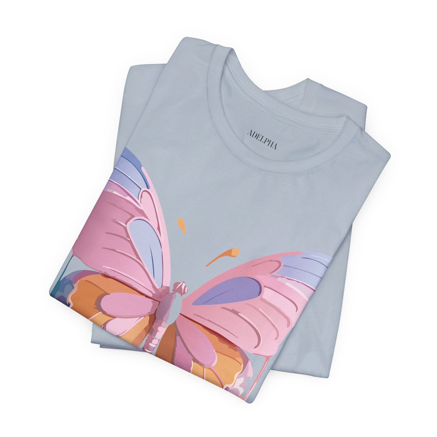 Natural Cotton Tee Shirt with Butterfly