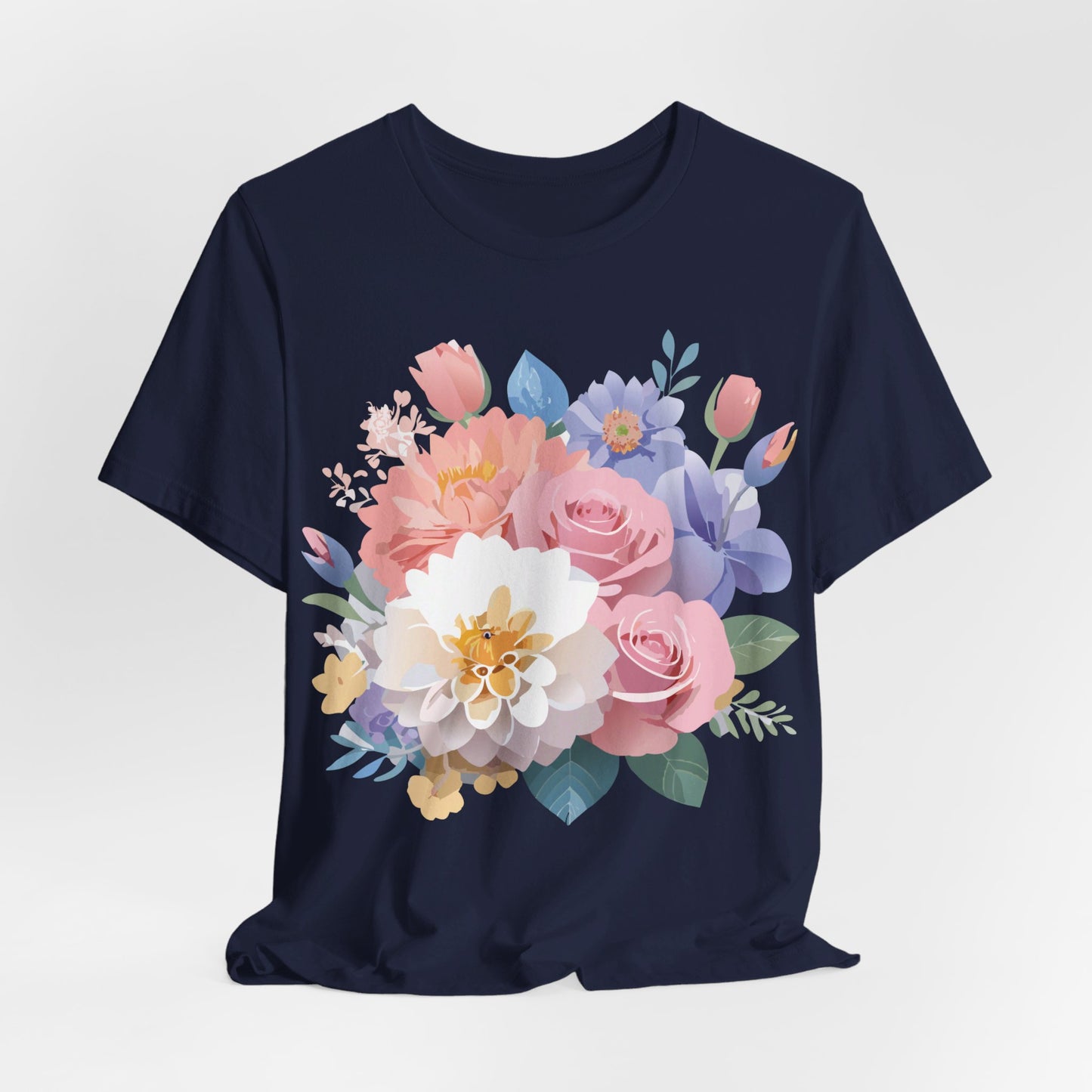 Natural Cotton Tee Shirt with Flowers