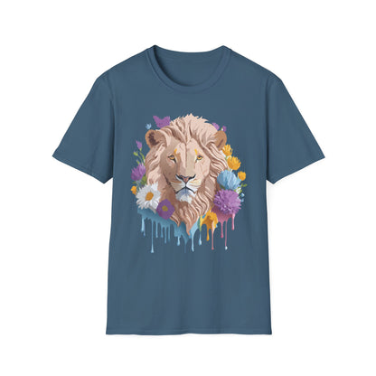 Lion Shirt Unisex Floral Lion Tee Gildan Softstyle 64000 Short Sleeve