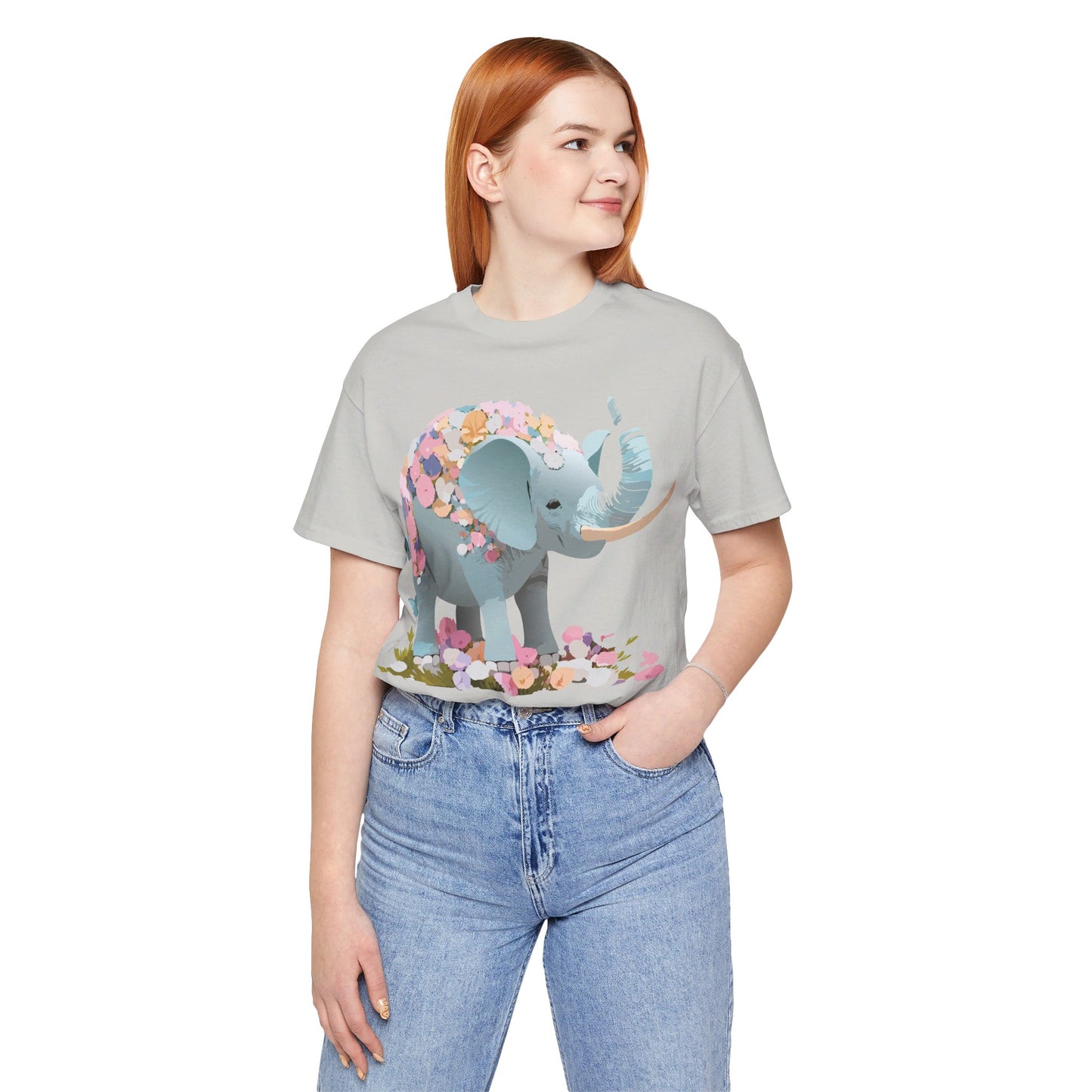 T-Shirt aus natürlicher Baumwolle mit Elefant