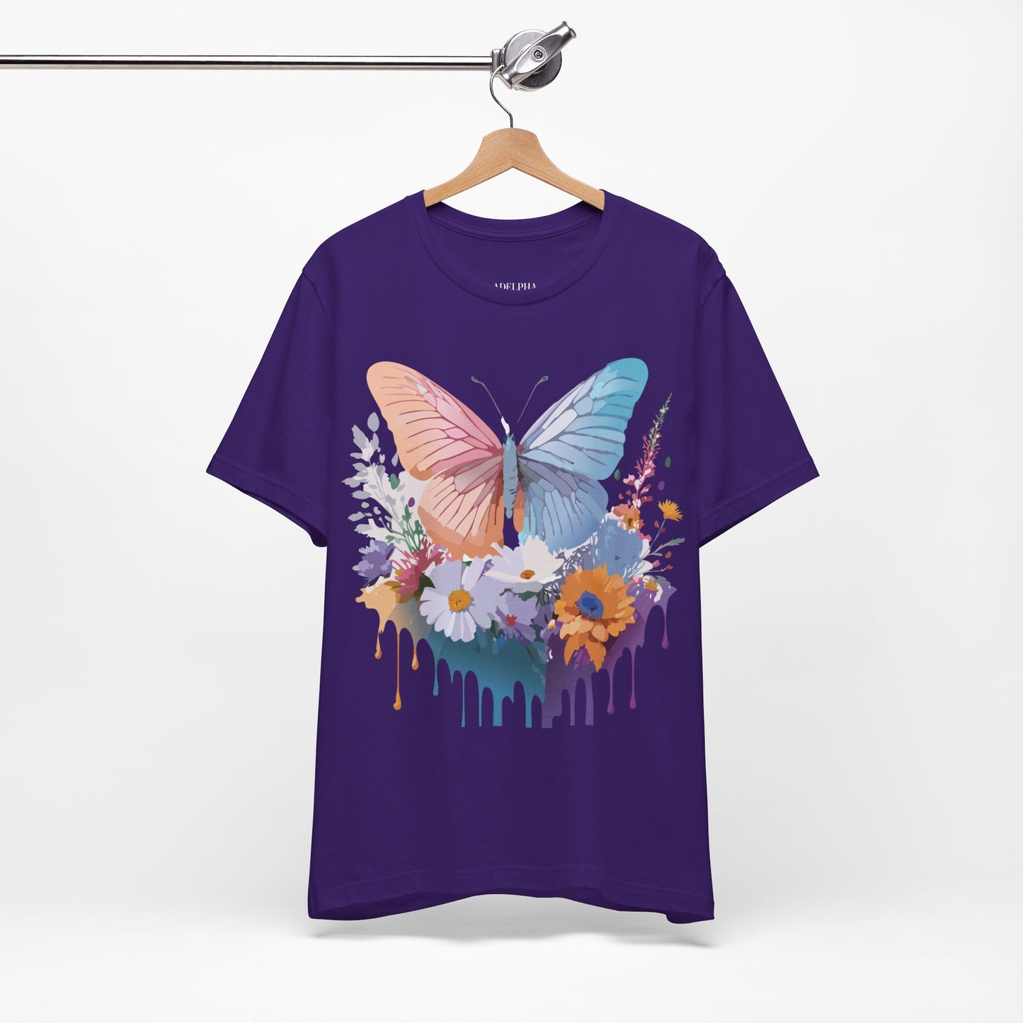 Natural Cotton Tee Shirt with Butterfly