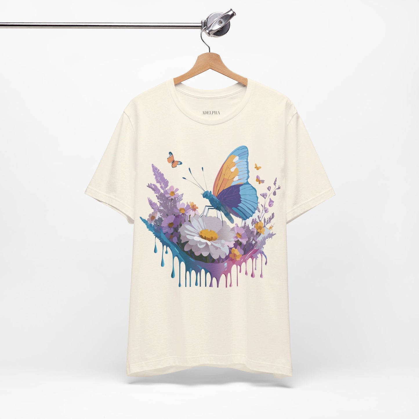 Natural Cotton Tee Shirt with Butterfly