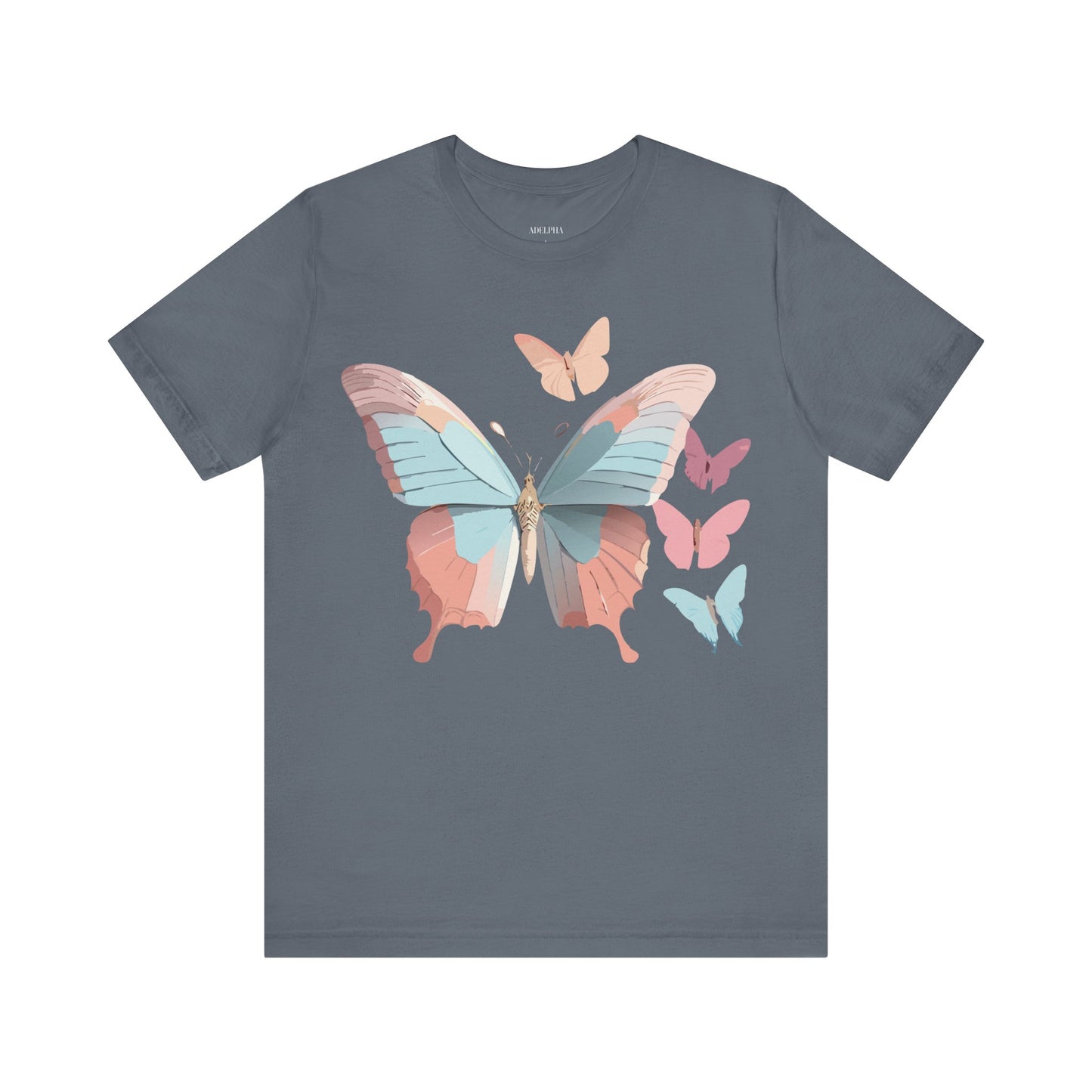 Natural Cotton Tee Shirt with Butterfly