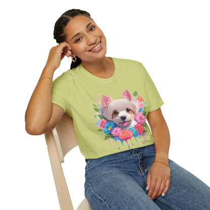 Unisex Gildan Softstyle Animal Print Dog Shirt Tee 100 Percent Cotton