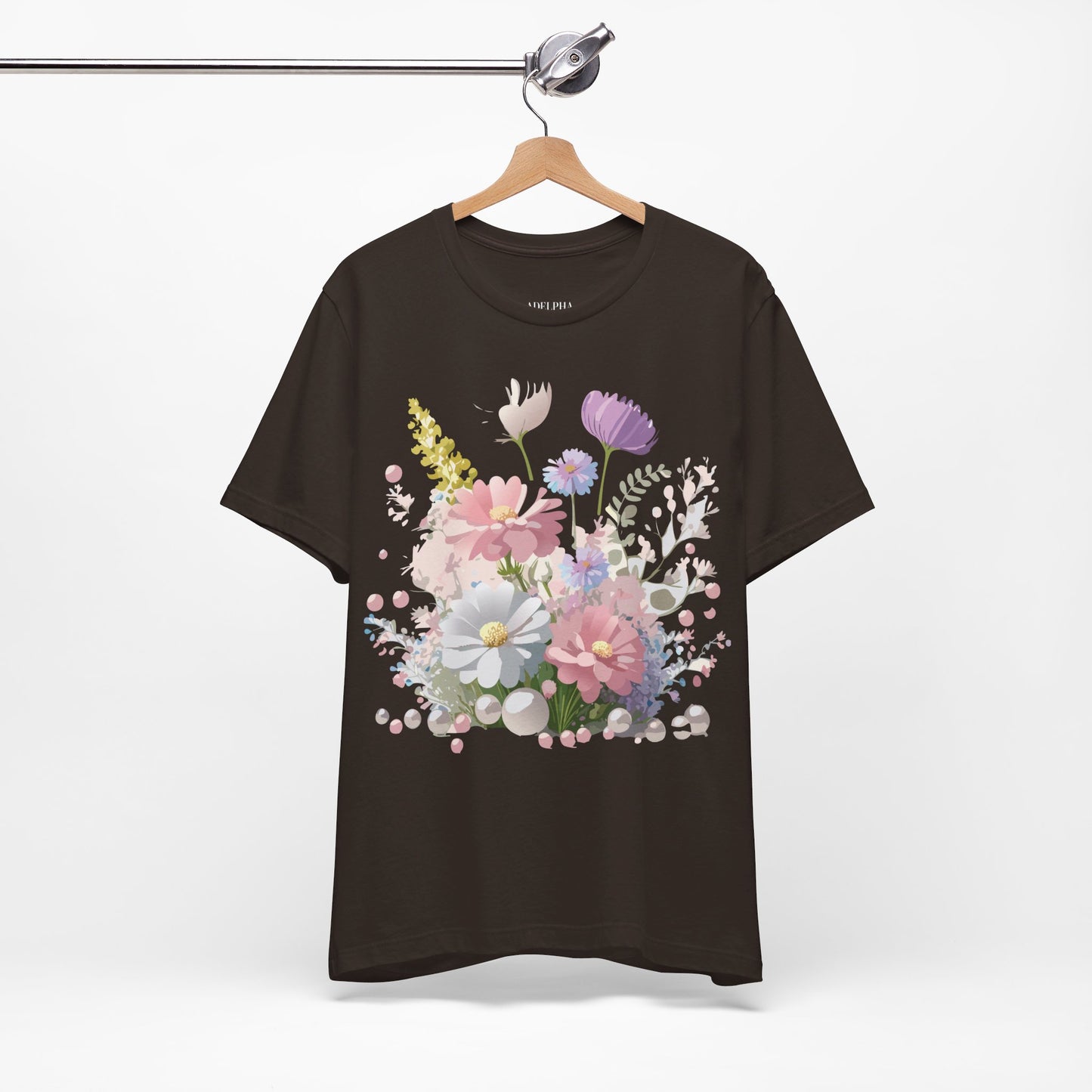 T-shirt en coton naturel avec fleurs