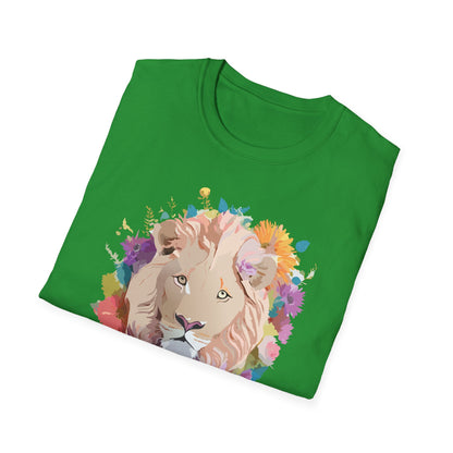 Unisex Lion Shirt Floral Lion Tee Softstyle Gildan 64000 100 Percent Cotton
