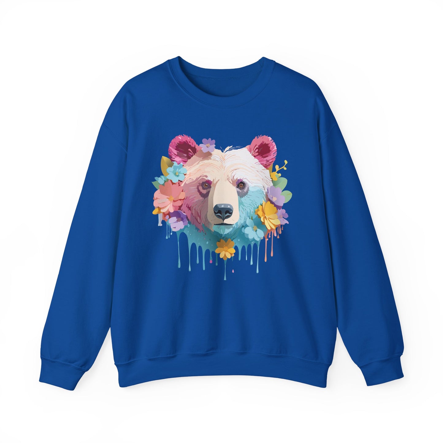 Unisex Floral Bear Sweatshirt, Animals Sweatshirt, Floral Sweatshirt, Art Design Sweatshirt