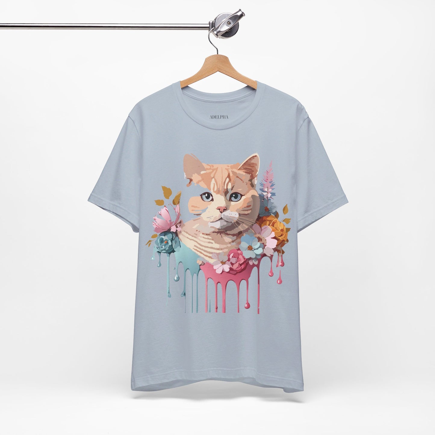 Natural Cotton Tee Shirt with Cat