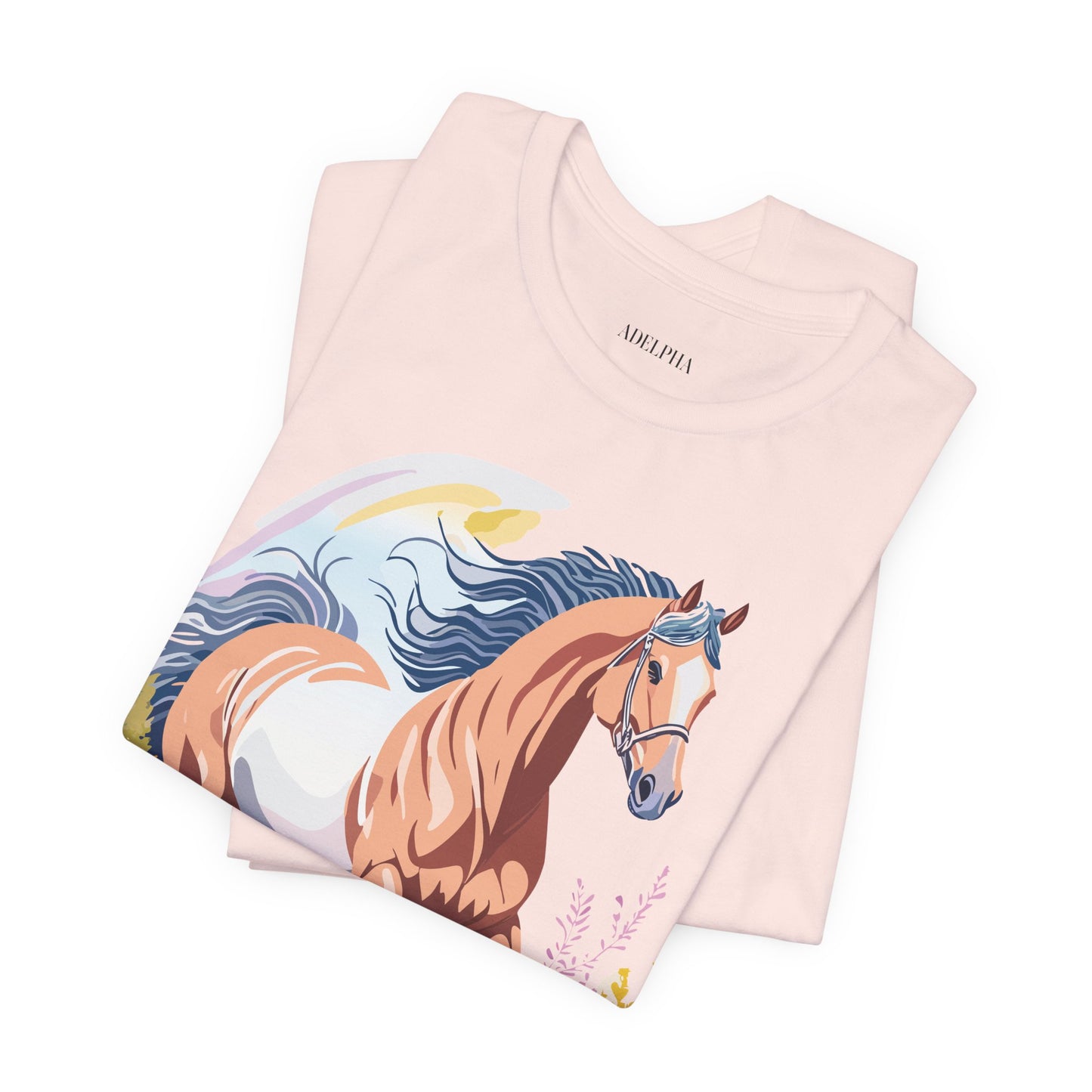 Natural Cotton Tee Shirt with Horse