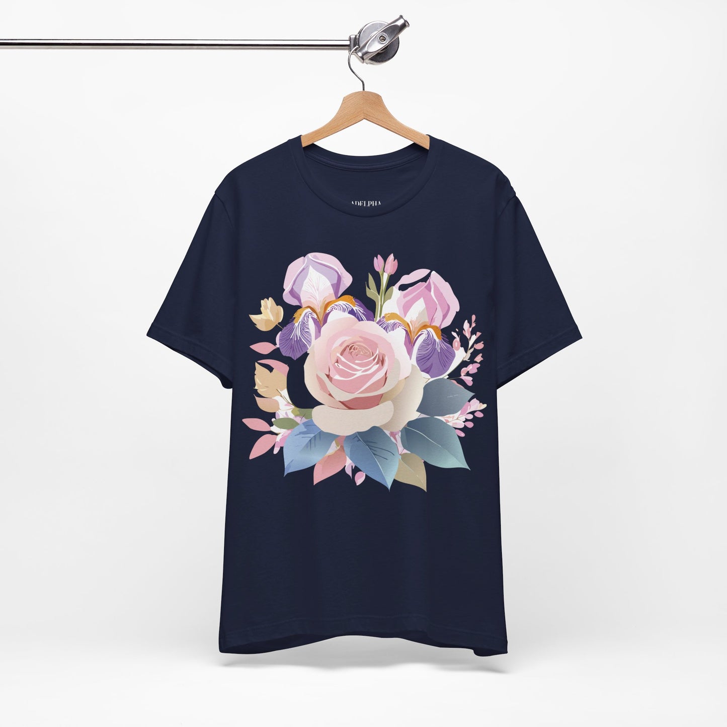 T-shirt en coton naturel avec fleurs