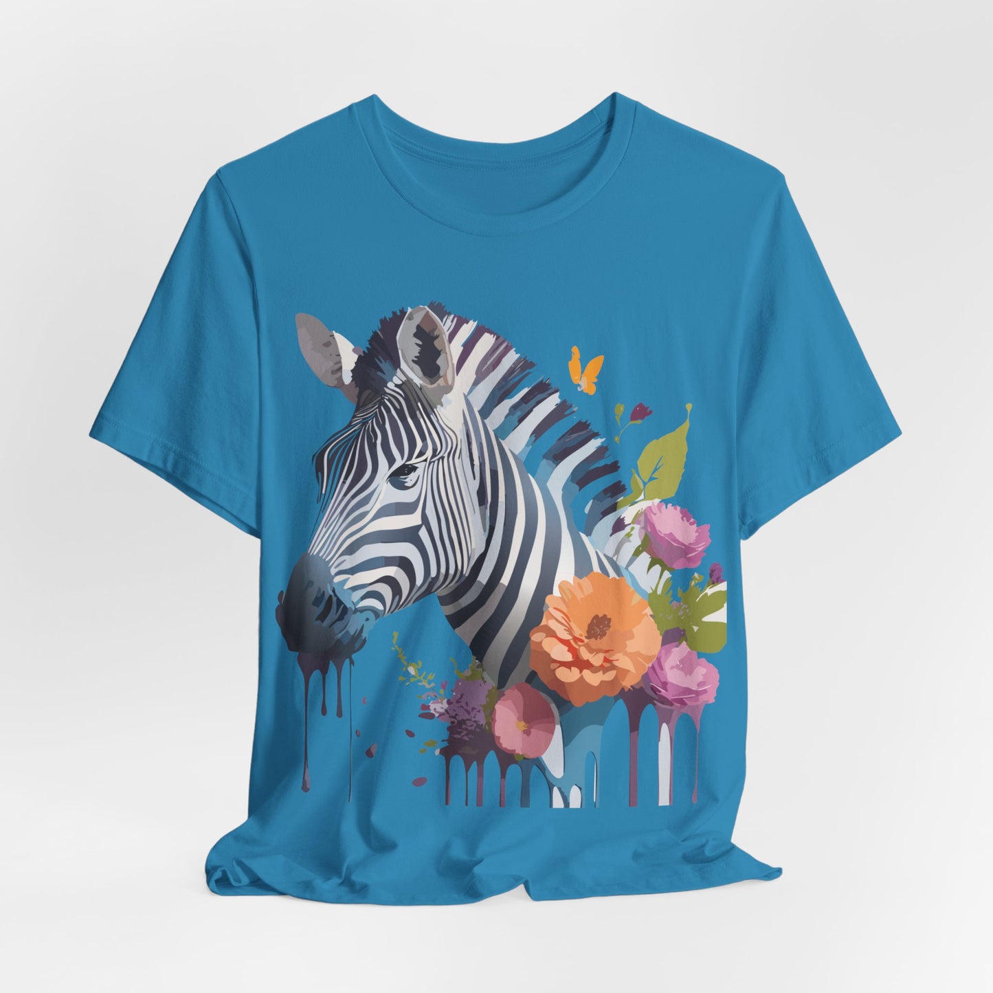 Natural Cotton Tee Shirt with Zebra