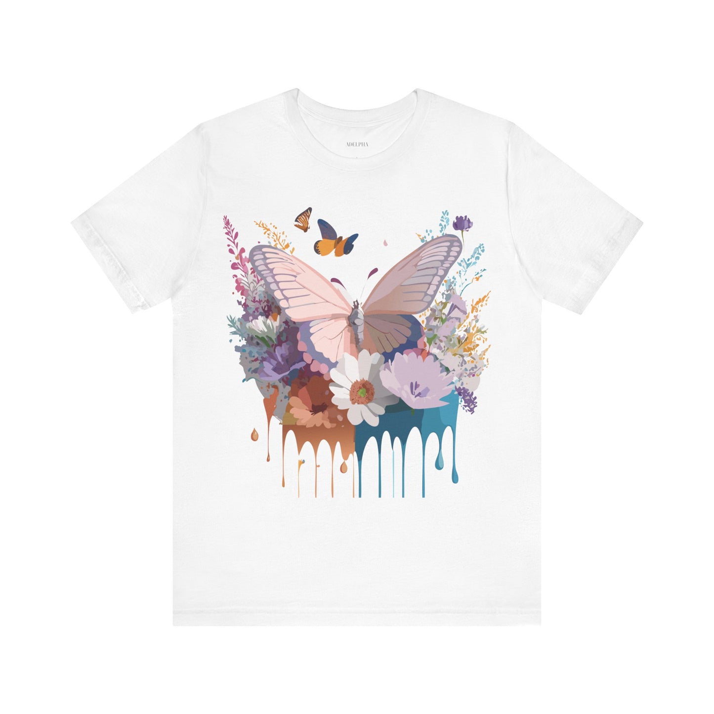 Natural Cotton Tee Shirt with Butterfly