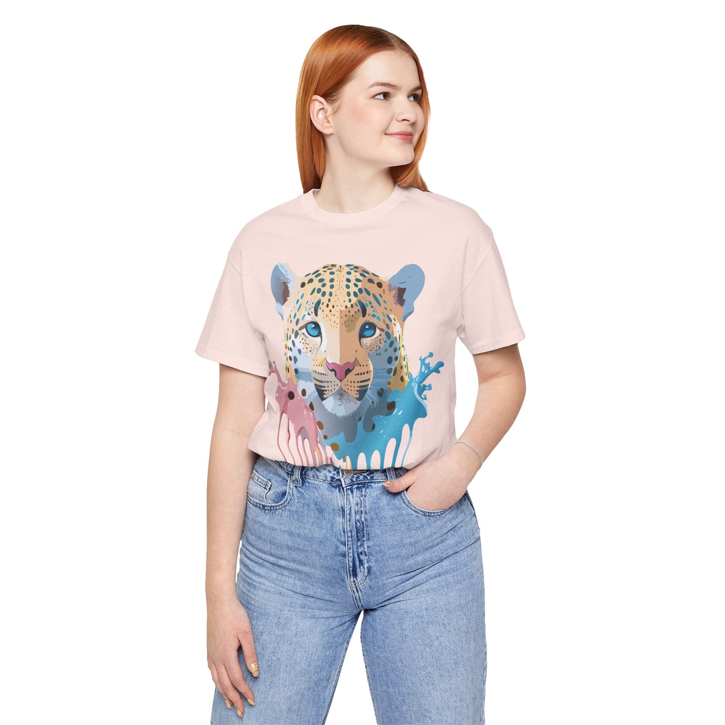 Natural Cotton Tee Shirt with Cheetah