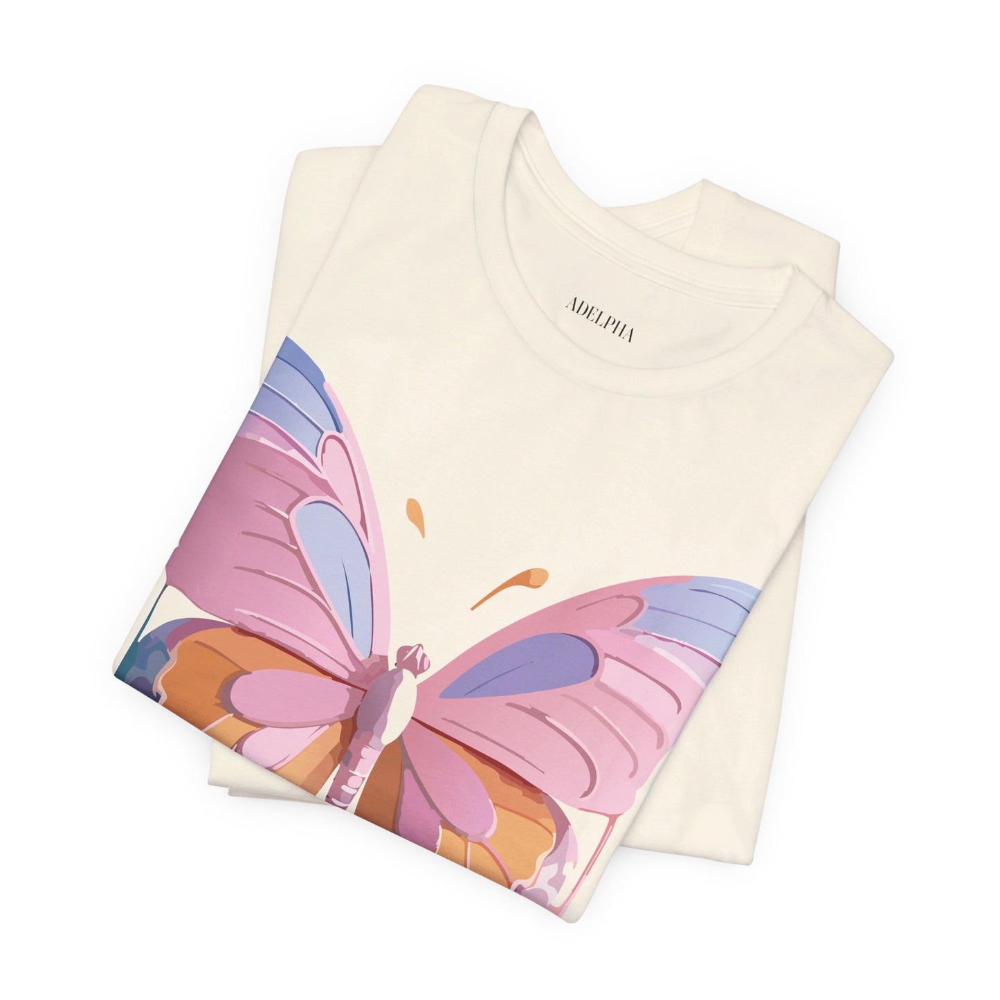 Natural Cotton Tee Shirt with Butterfly