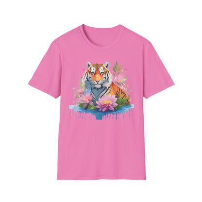 Tiger Print Unisex T Shirt Gildan Softstyle 64000 Animal Tee