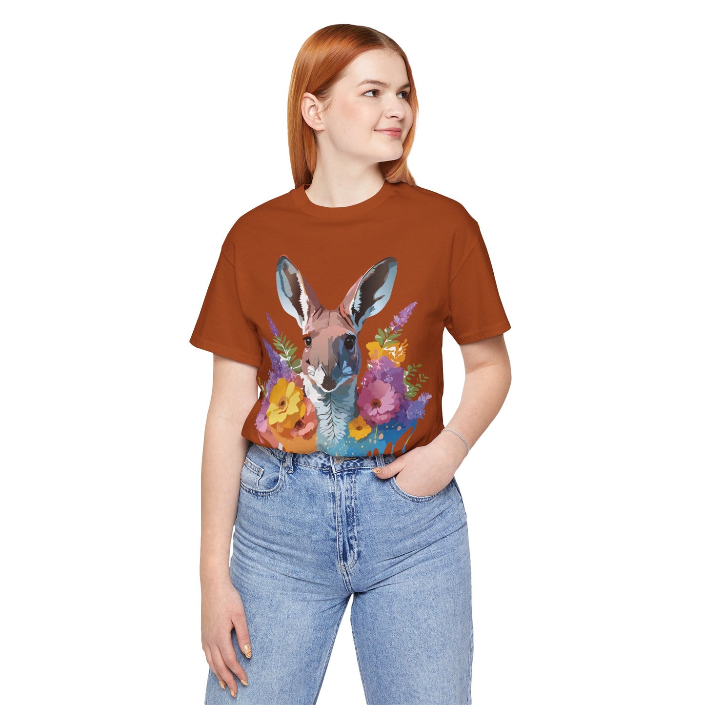 Natural Cotton Tee Shirt with Kangaroo