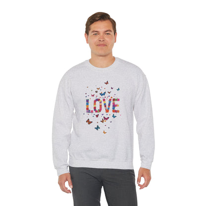 Unisex Floral Love Sweatshirt Fifty Fifty Cotton Poly Valentines Day
