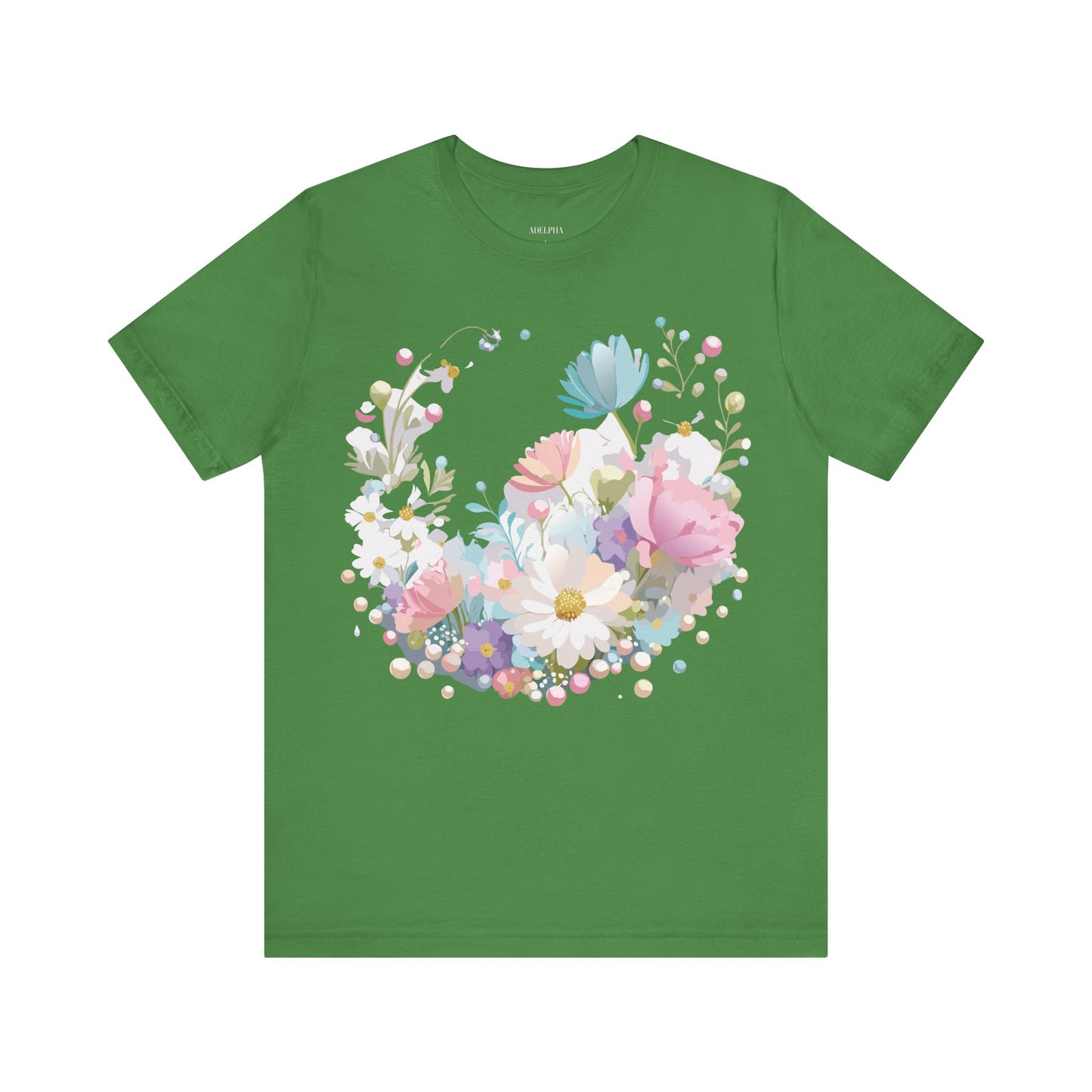 Natural Cotton Tee Shirt with Flowers