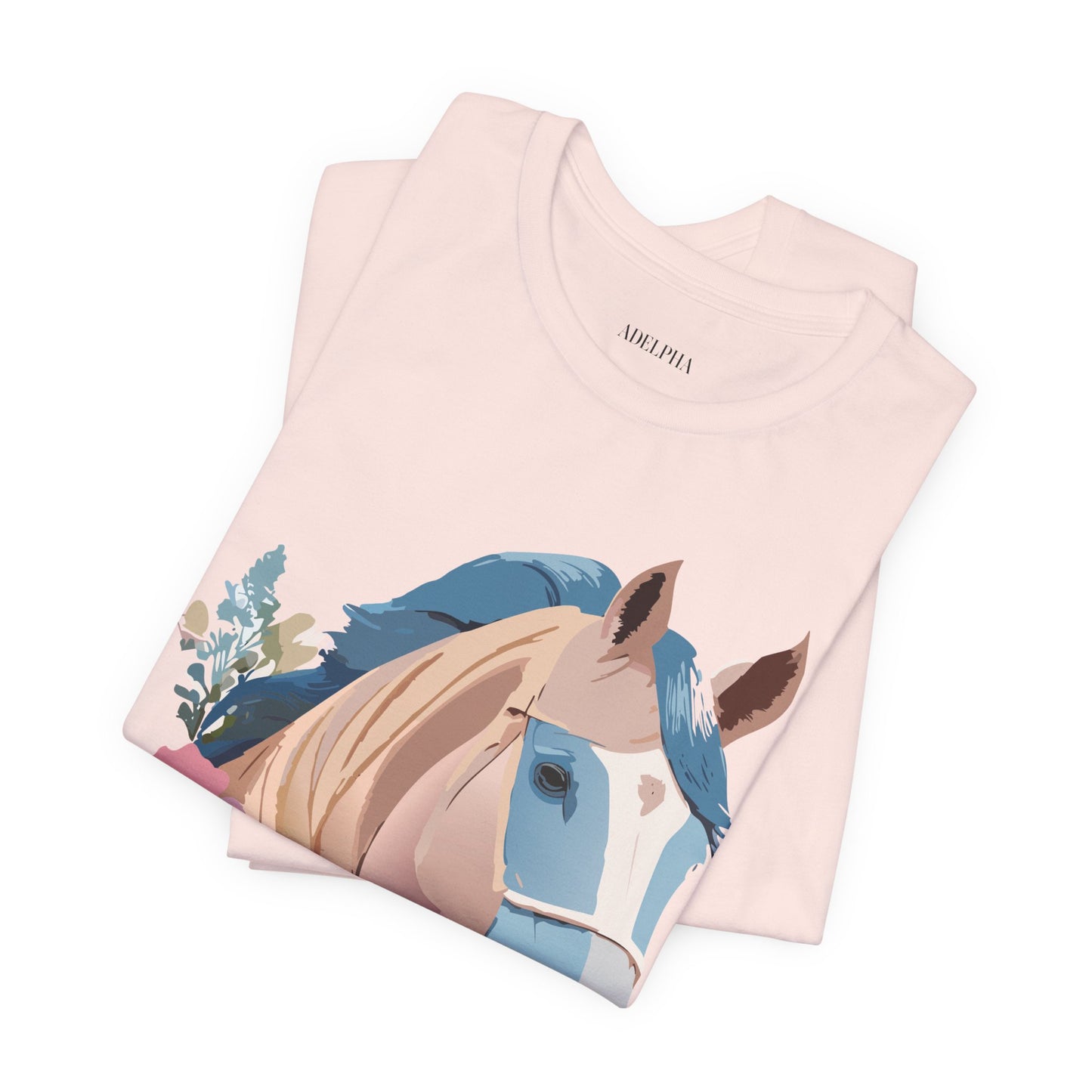 Natural Cotton Tee Shirt with Horse