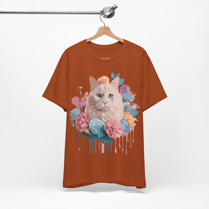 Natural Cotton Tee Shirt with Cat Printify