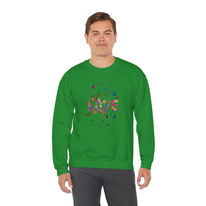 Unisex Floral Love Butterfly Sweatshirt 50 50 Cotton Poly Valentines Day