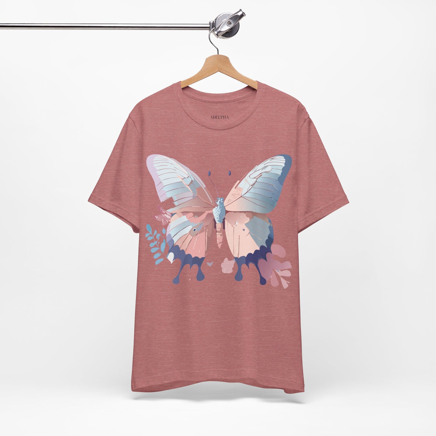 Natural Cotton Tee Shirt with Butterfly