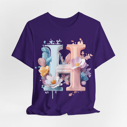 Natural Cotton Tee Shirt - Letters Collection - H Printify