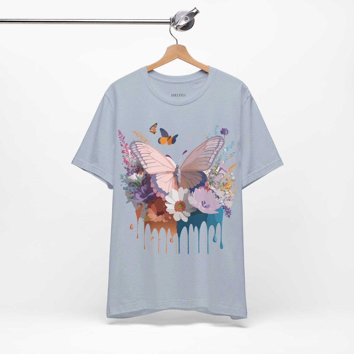 Natural Cotton Tee Shirt with Butterfly