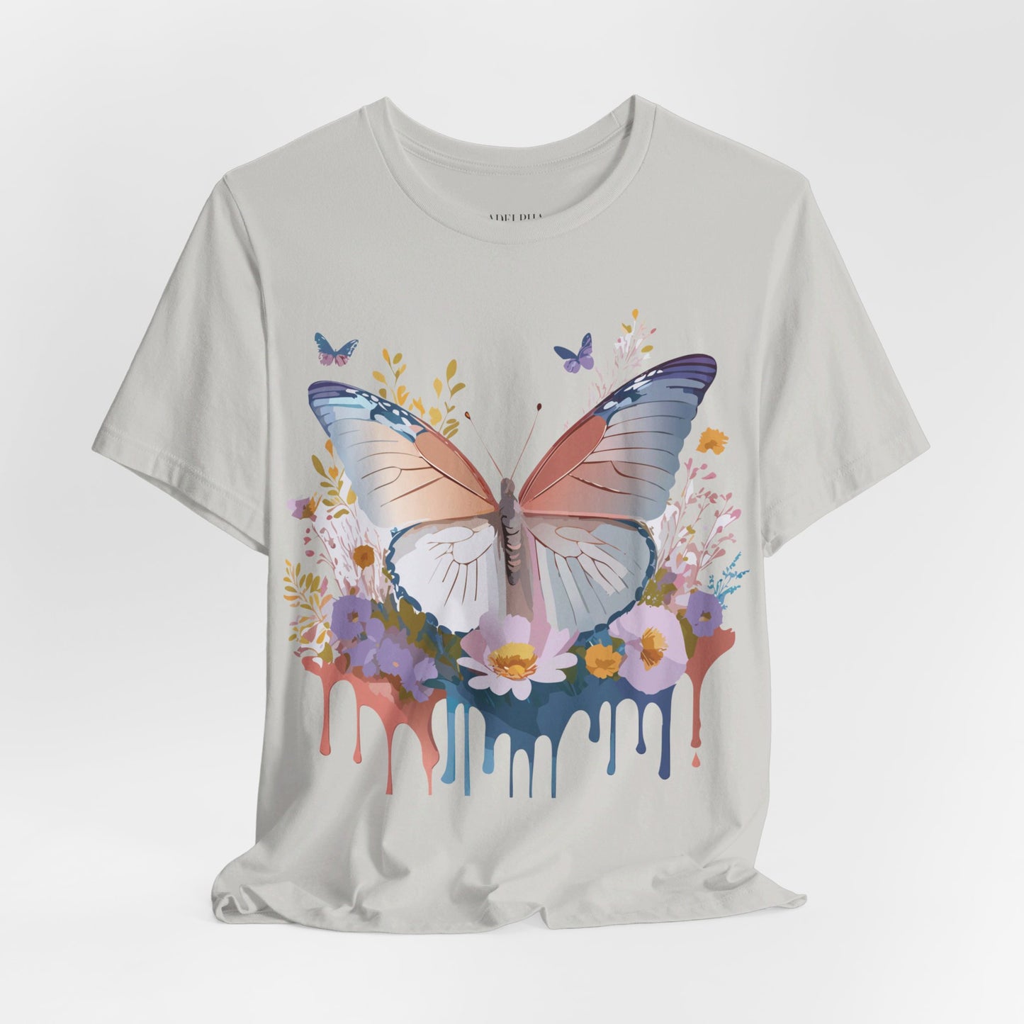 Natural Cotton Tee Shirt with Butterfly