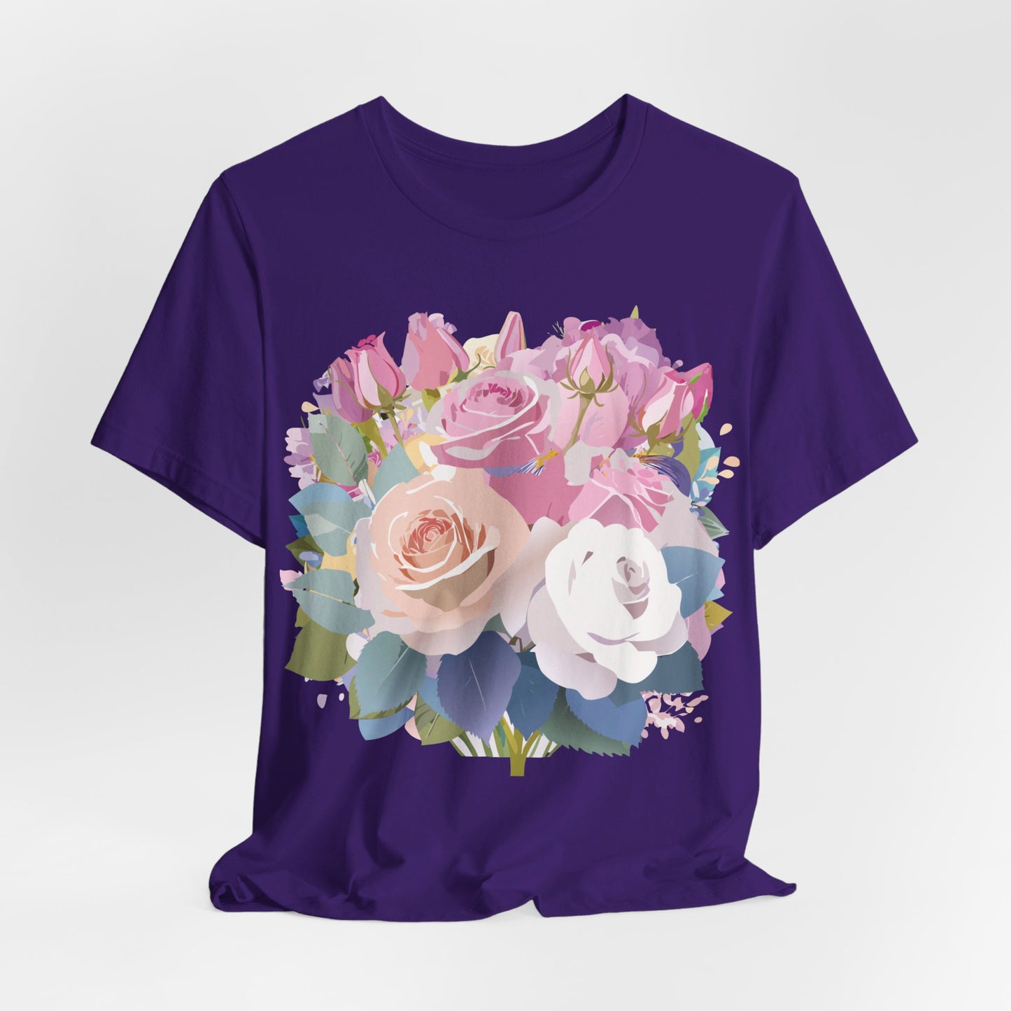 Natural Cotton Tee Shirt with Flowers