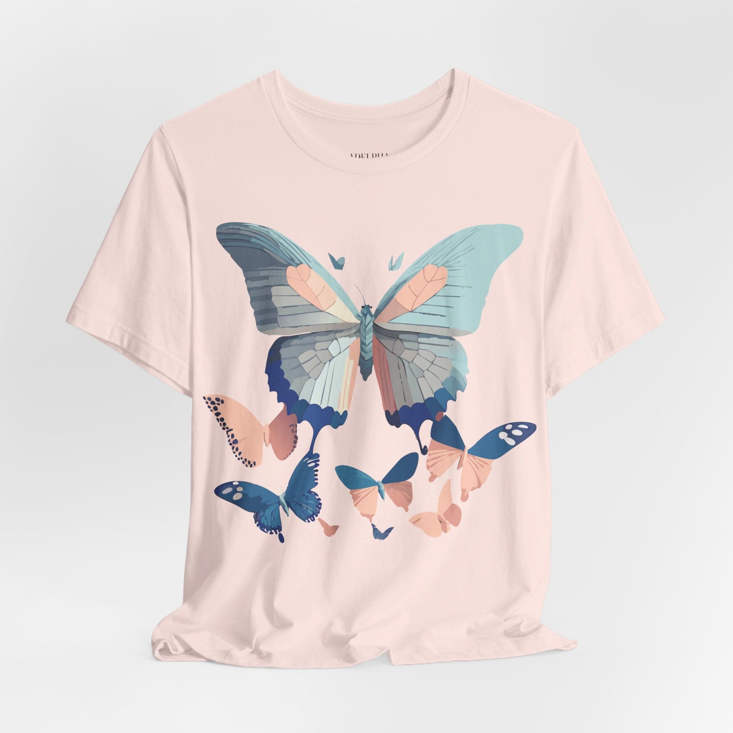 Natural Cotton Tee Shirt with Butterfly