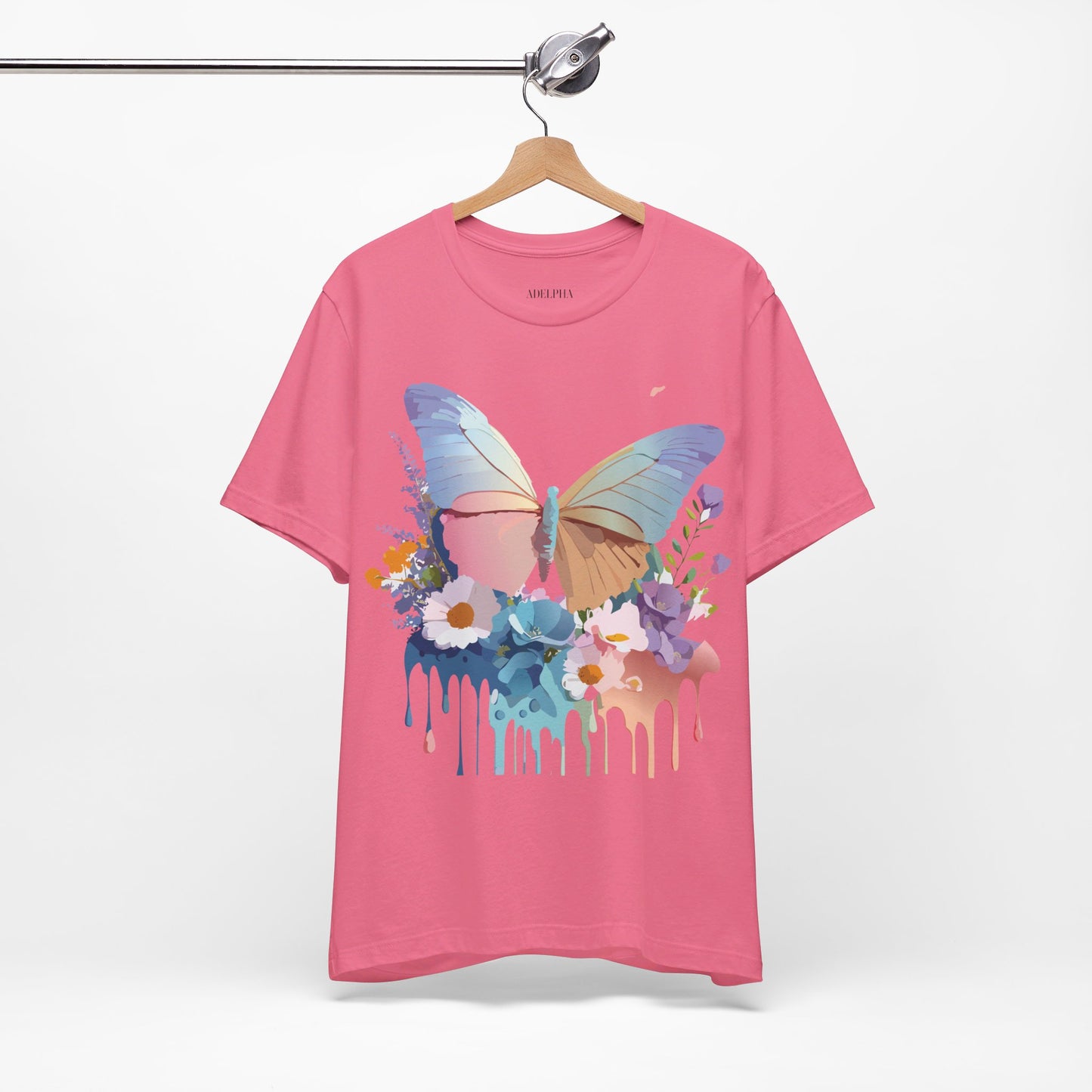 Natural Cotton Tee Shirt with Butterfly