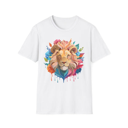 Lion Shirt Unisex Floral Lion Tee Gildan Softstyle 64000 Lightweight Cotton Tee