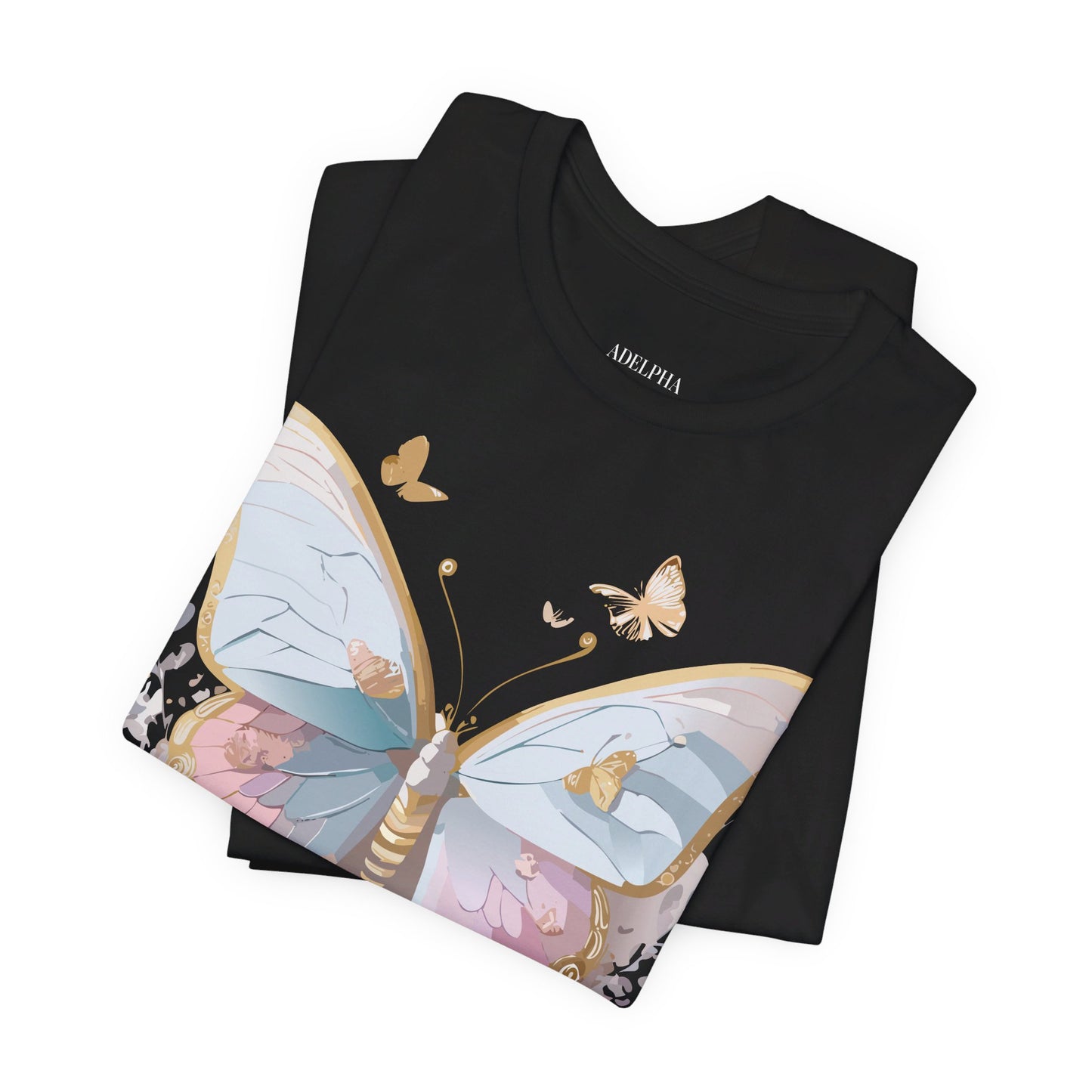 Natural Cotton Tee Shirt with Butterfly