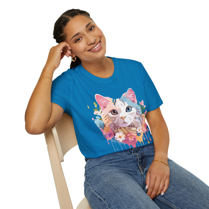 Cat Shirt Unisex Softstyle Tee 100 Percent Ring Spun Cotton Kitten Tee
