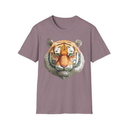 Tiger Print Shirt Unisex Animal Tee Gildan Softstyle 64000 Cotton Comfort