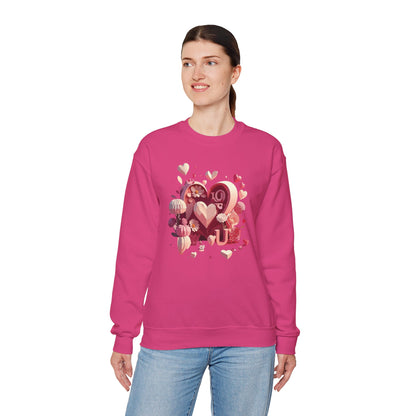 Unisex Floral Big Heart Sweatshirt Love Floral Valentine Day Cotton Poly Blend