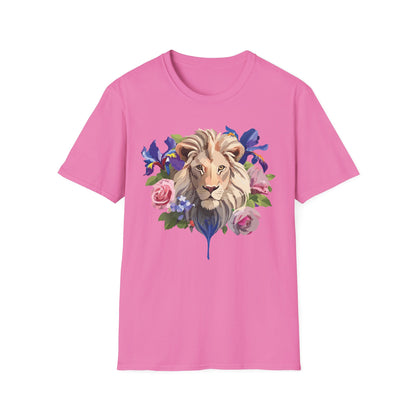 Unisex Lion Shirt Floral Lion Tee Softstyle Gildan 64000 100 Percent Cotton
