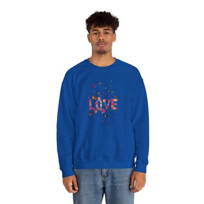 Unisex Floral Love Butterfly Sweatshirt 50 50 Cotton Poly Valentines Day