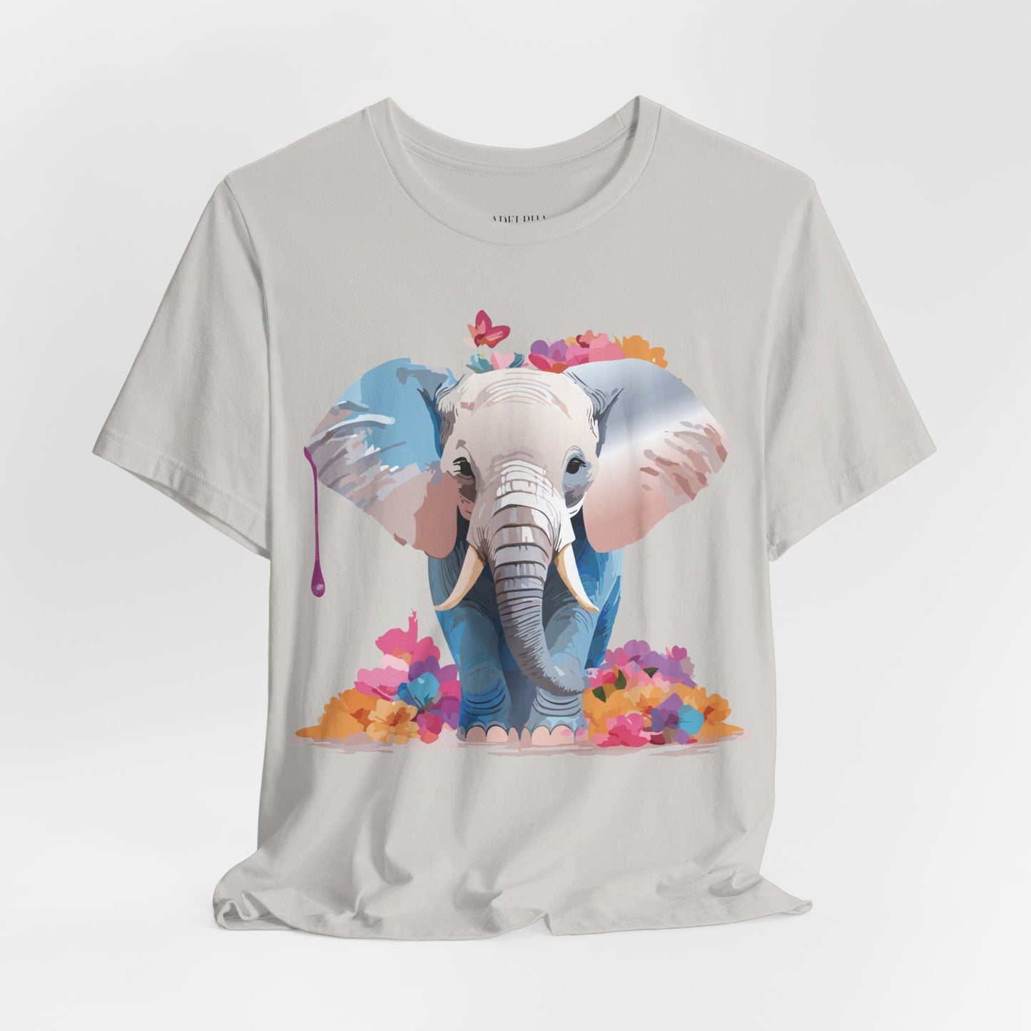 Natural Cotton Tee Shirt with Elephant