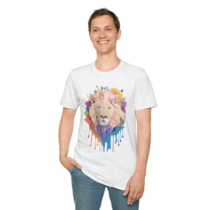 Unisex Lion Shirt Floral Lion Tee Softstyle Gildan 64000 100 Percent Cotton
