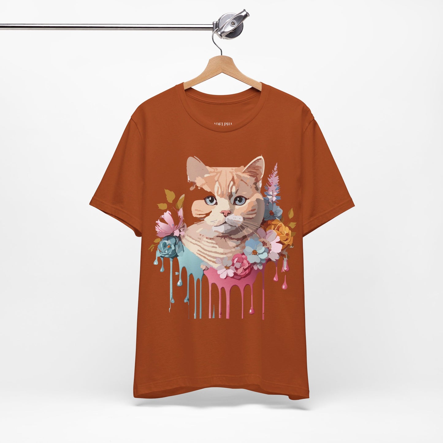 Natural Cotton Tee Shirt with Cat