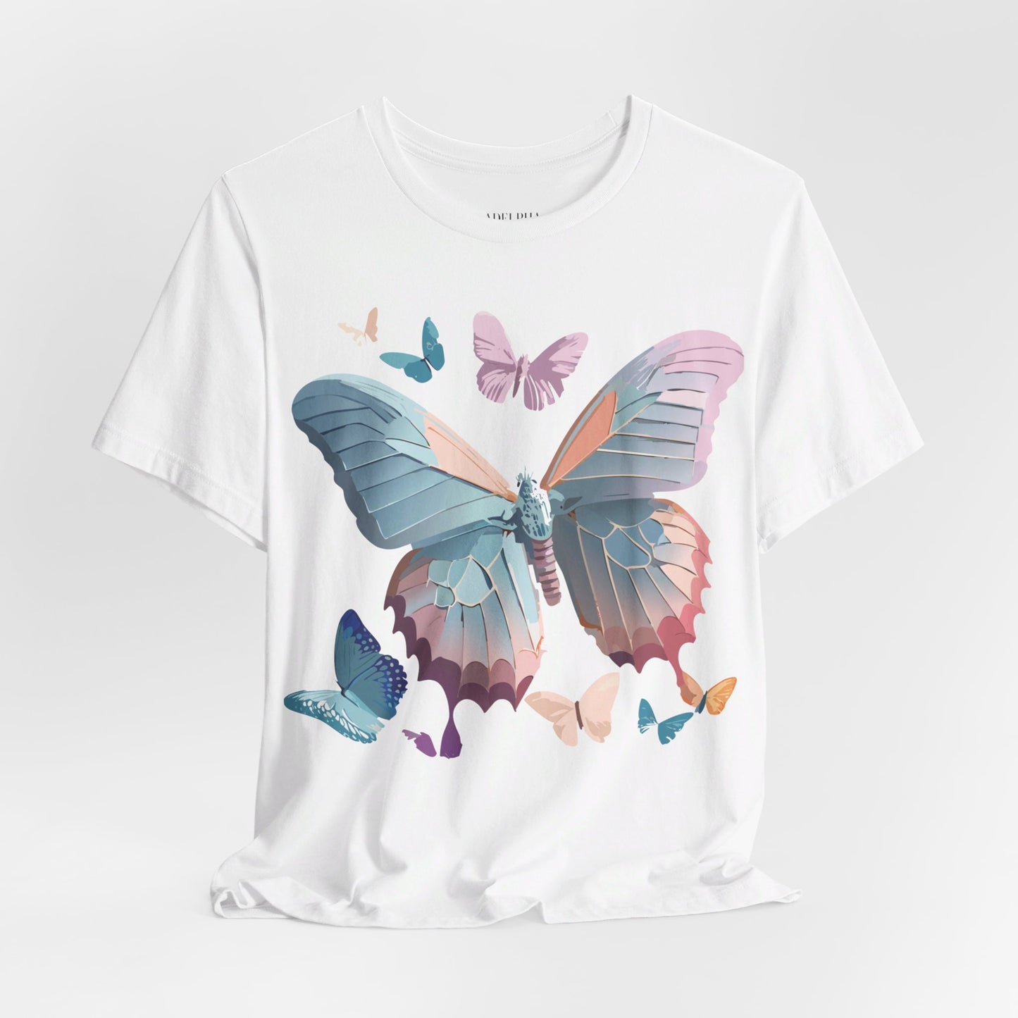 Natural Cotton Tee Shirt with Butterfly