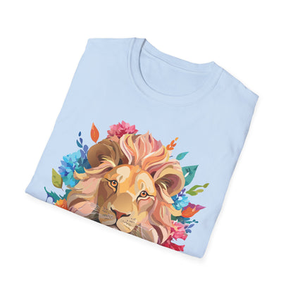 Lion Shirt Unisex Floral Lion Tee Gildan Softstyle 64000 Lightweight Cotton Tee