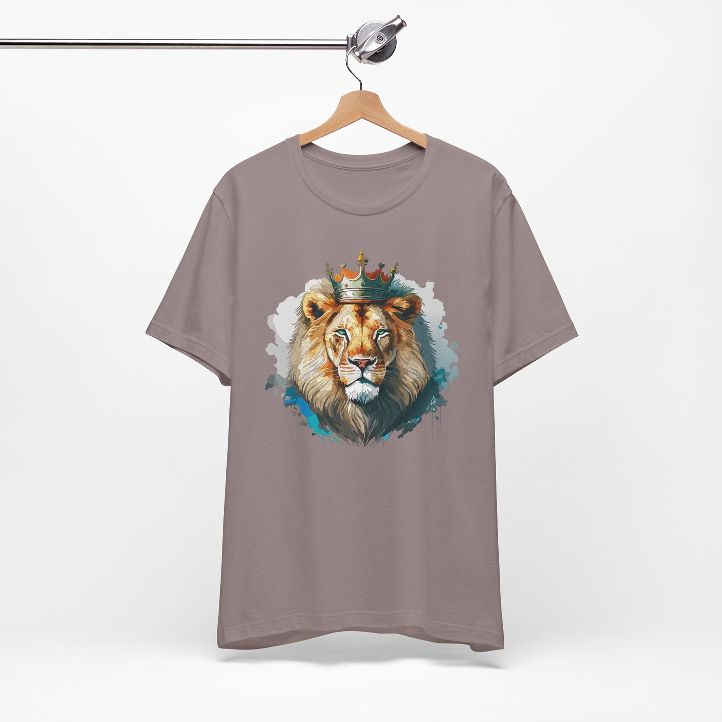 Lion with Crown Tee Unisex Cotton Watercolor King Lion Graphic T-Shirt 2
